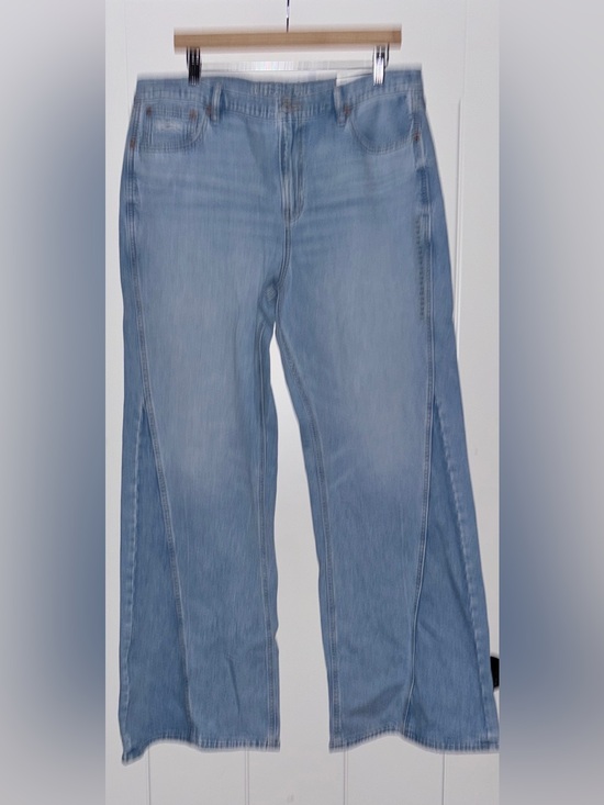 Denim - American Eagle Striged Low-Rise Baggy Flare Jeans‎ Women 16L NEW Drape Stretch